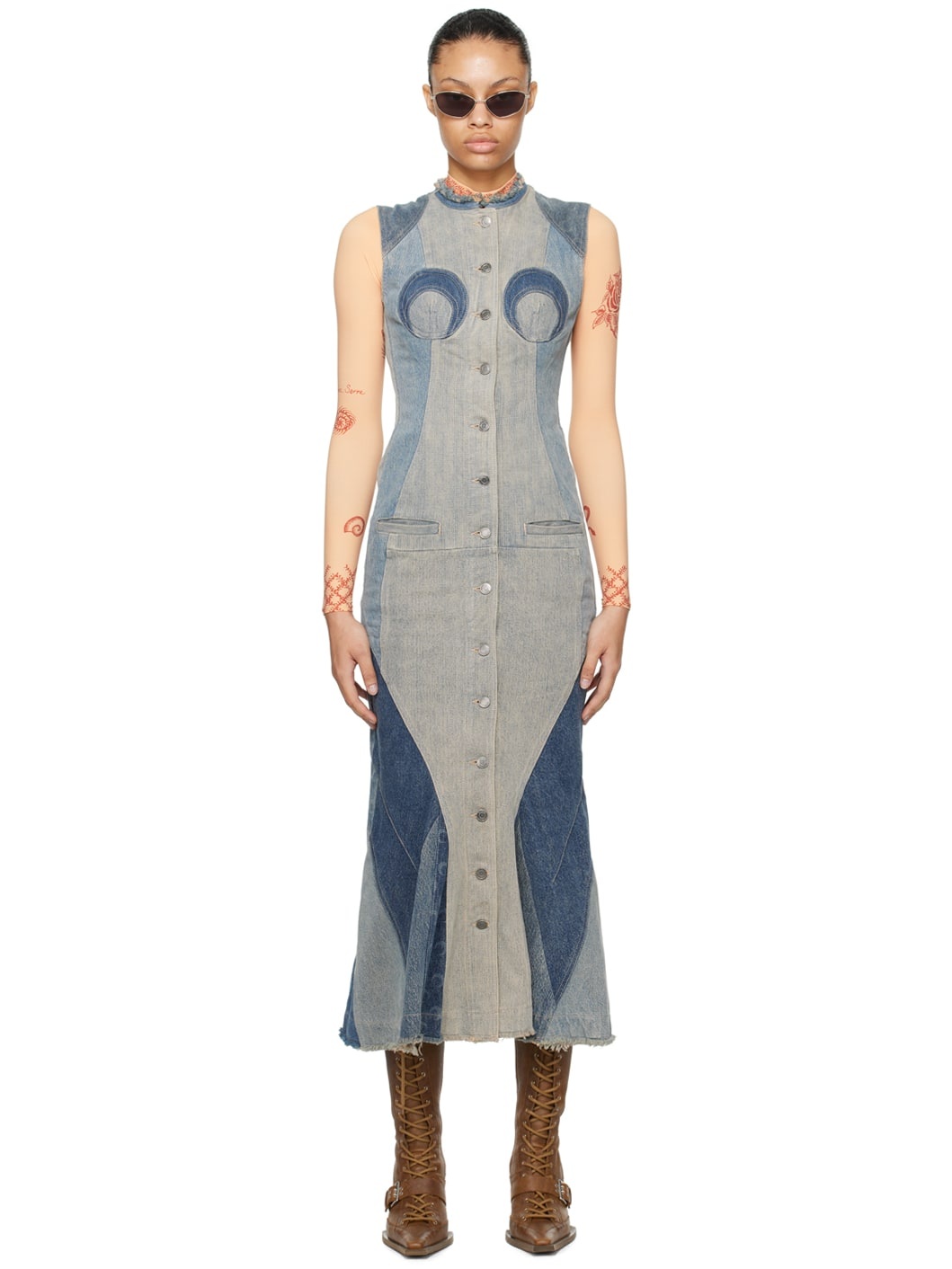 Blue Regenerated Denim Midi Dress - 1