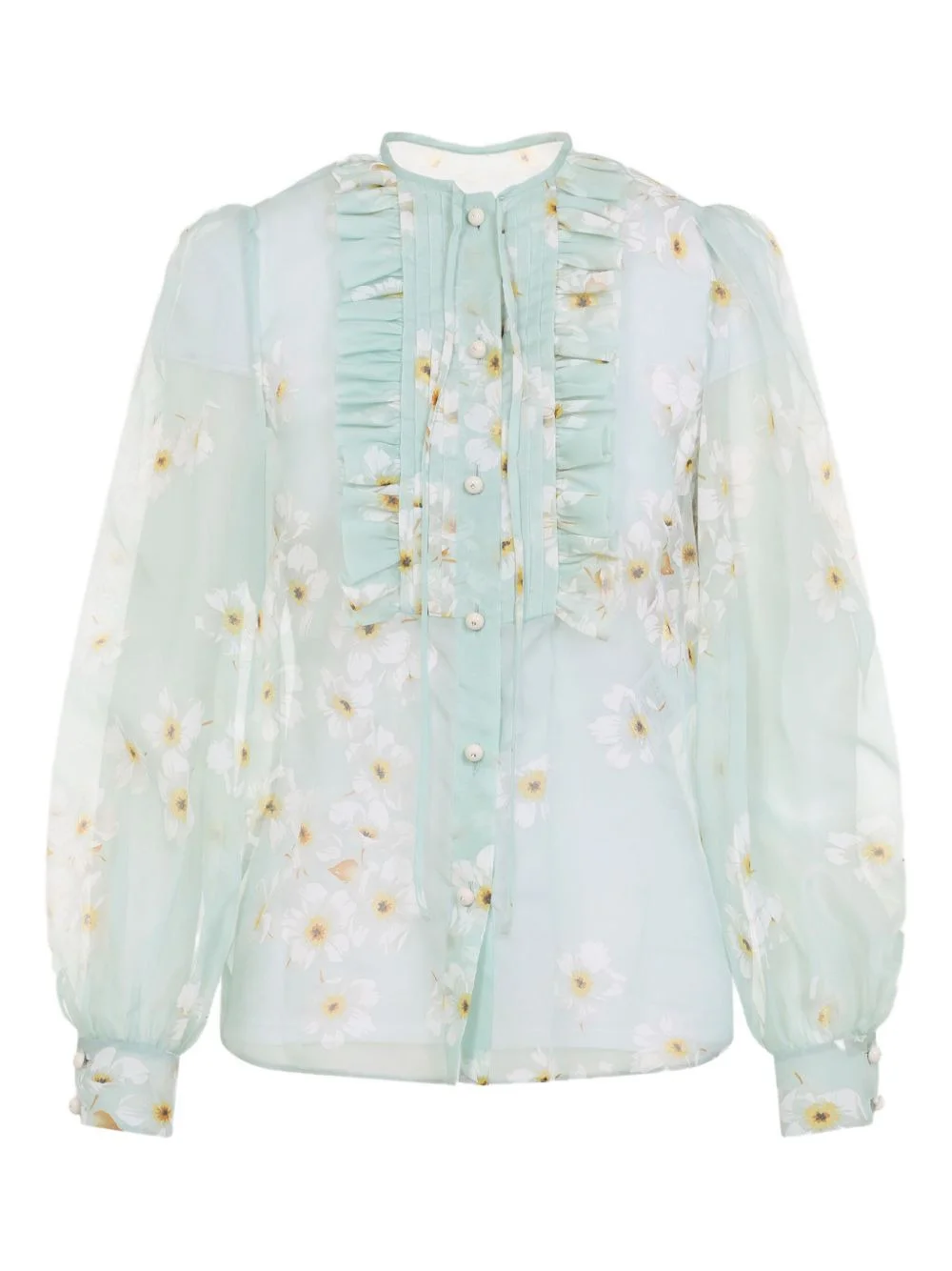 ruffled floral-print shirt - 1