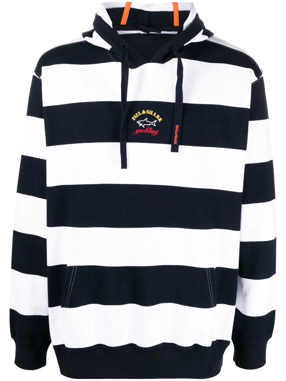 striped logo-patch hoodie - 1