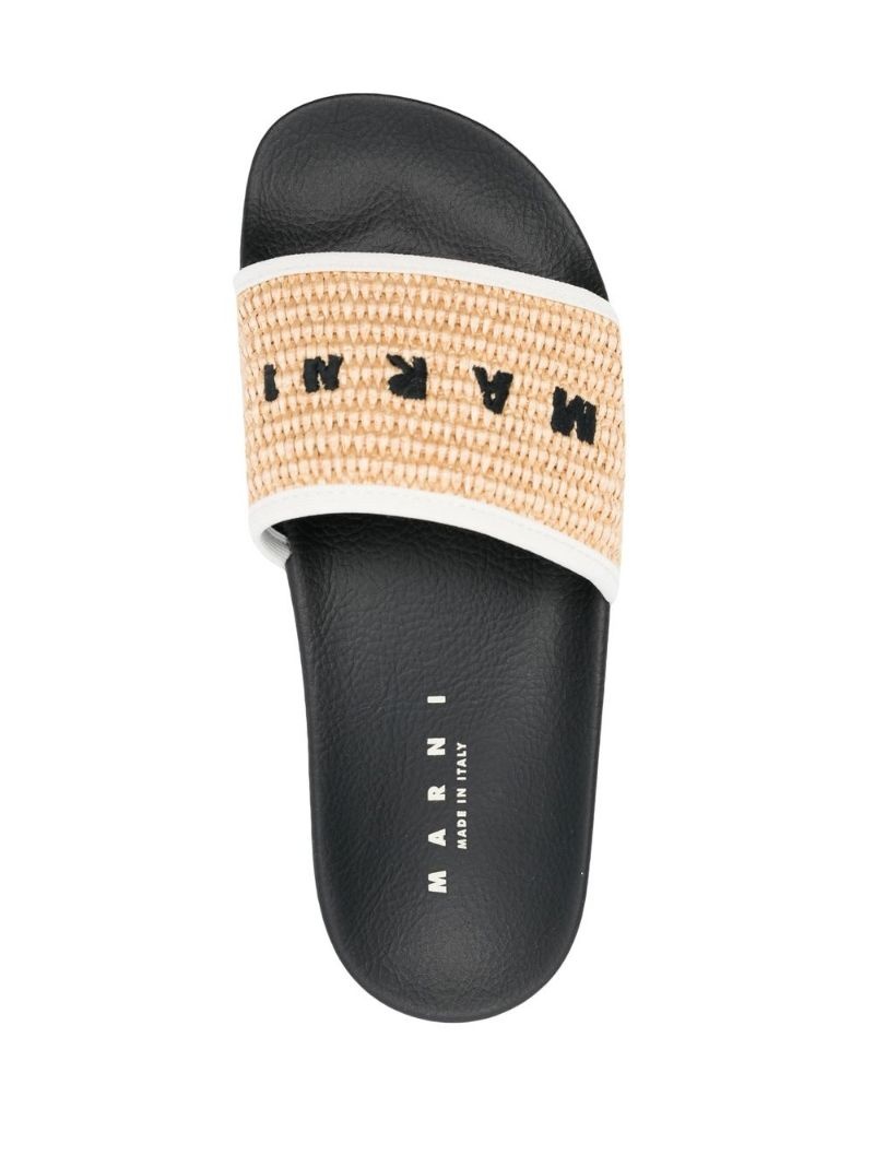 logo-print raffia pool sliders - 6