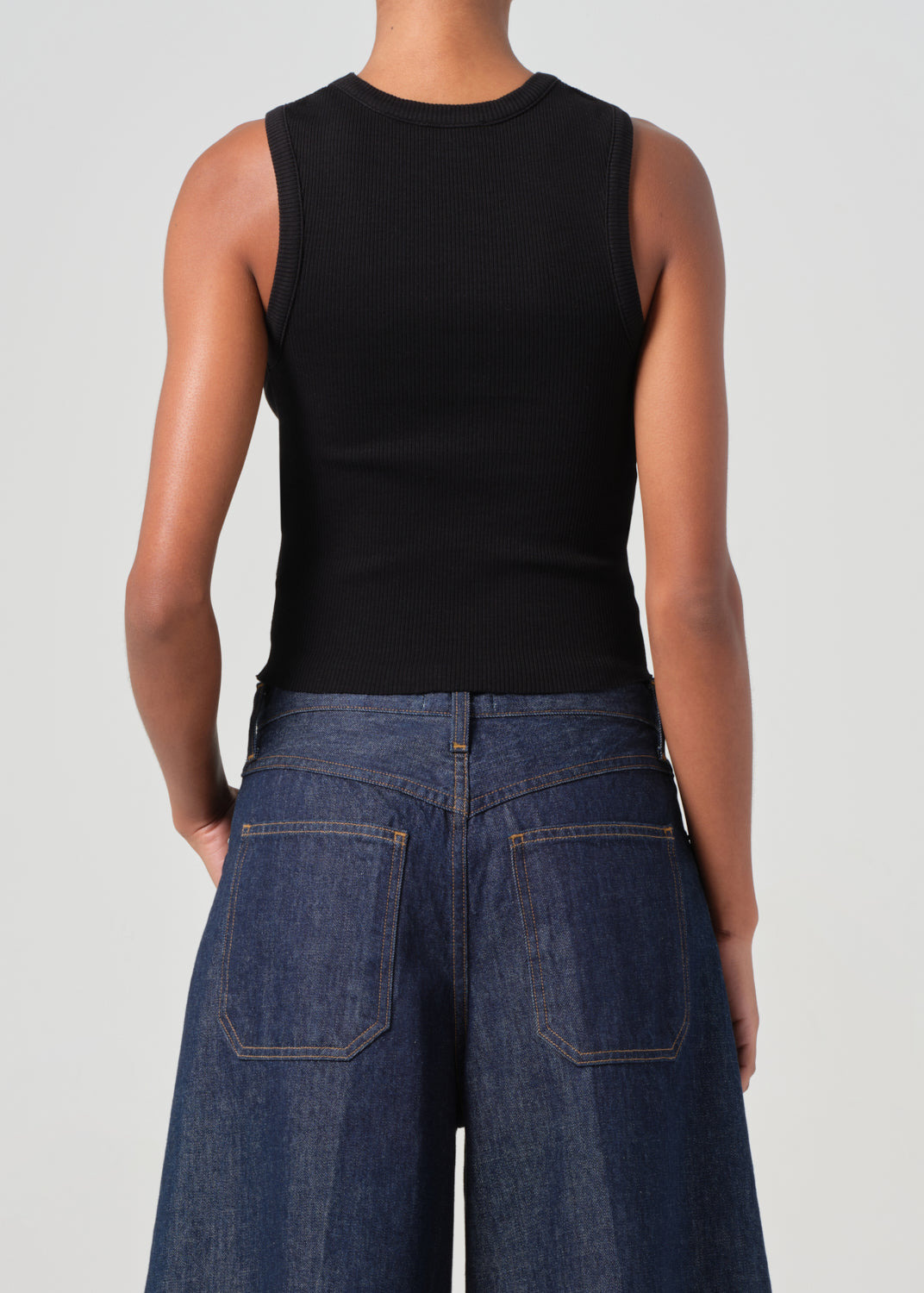 SHRUNKEN POPPY TANK IN BLACK - 2
