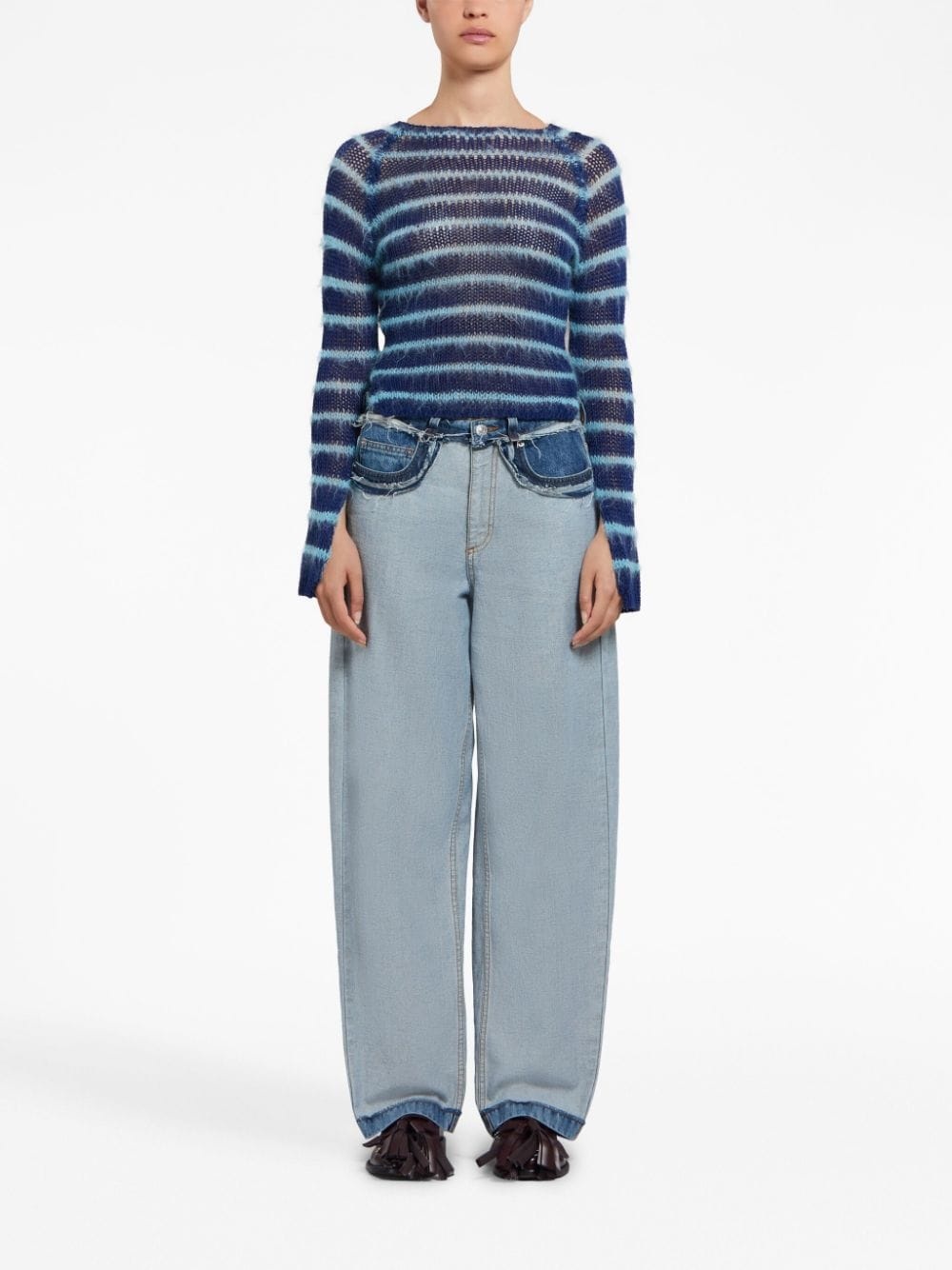 panelled mid-rise wide-leg jeans - 2