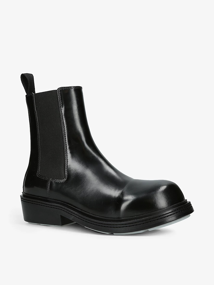 Elasticated-panel pull-tab leather Chelsea boots - 3