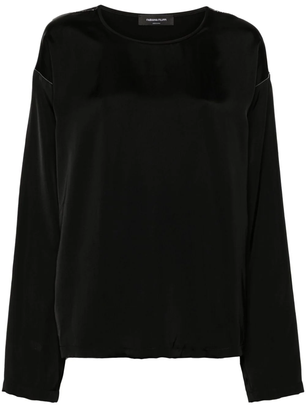beaded-trim crepe top - 1