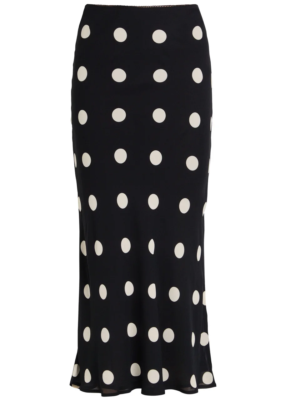 Reformation Layla Polka dot Georgette Midi Skirt - 1