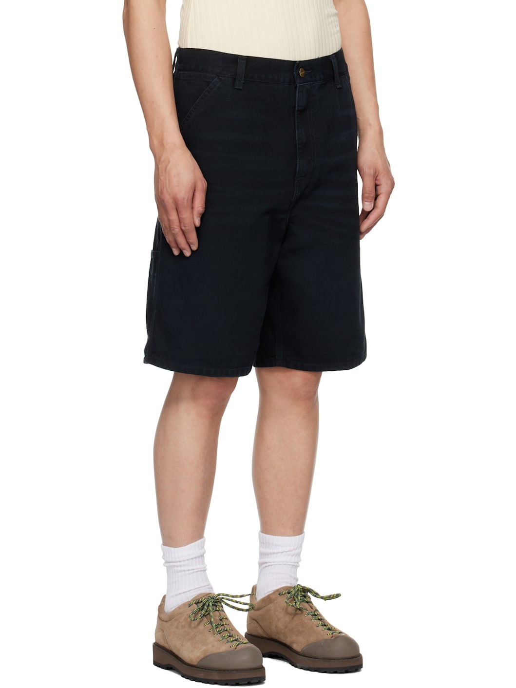 Black Single Knee Shorts - 2