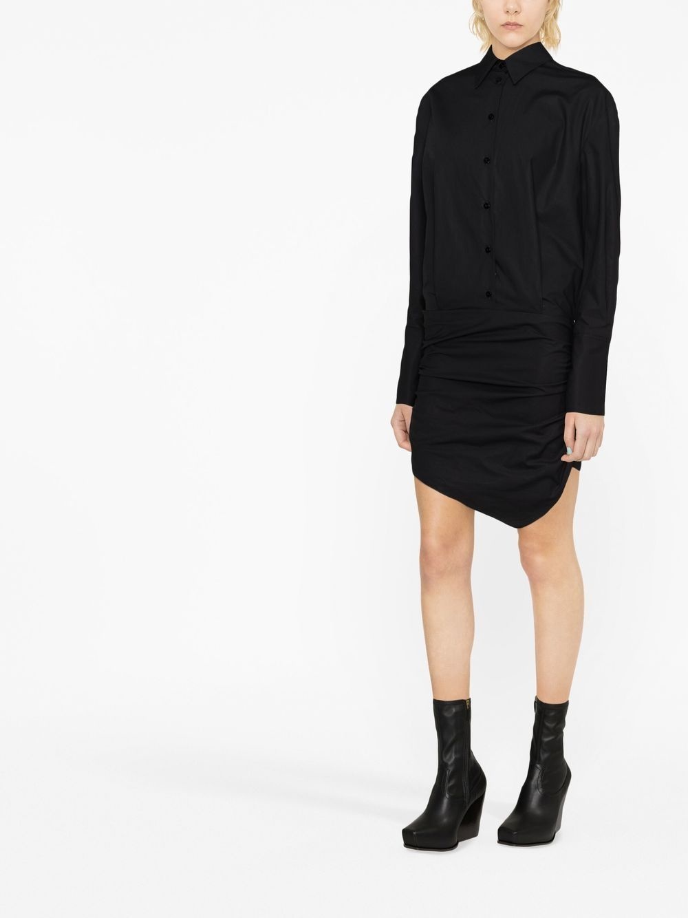asymmetric-hem shirt dress - 3