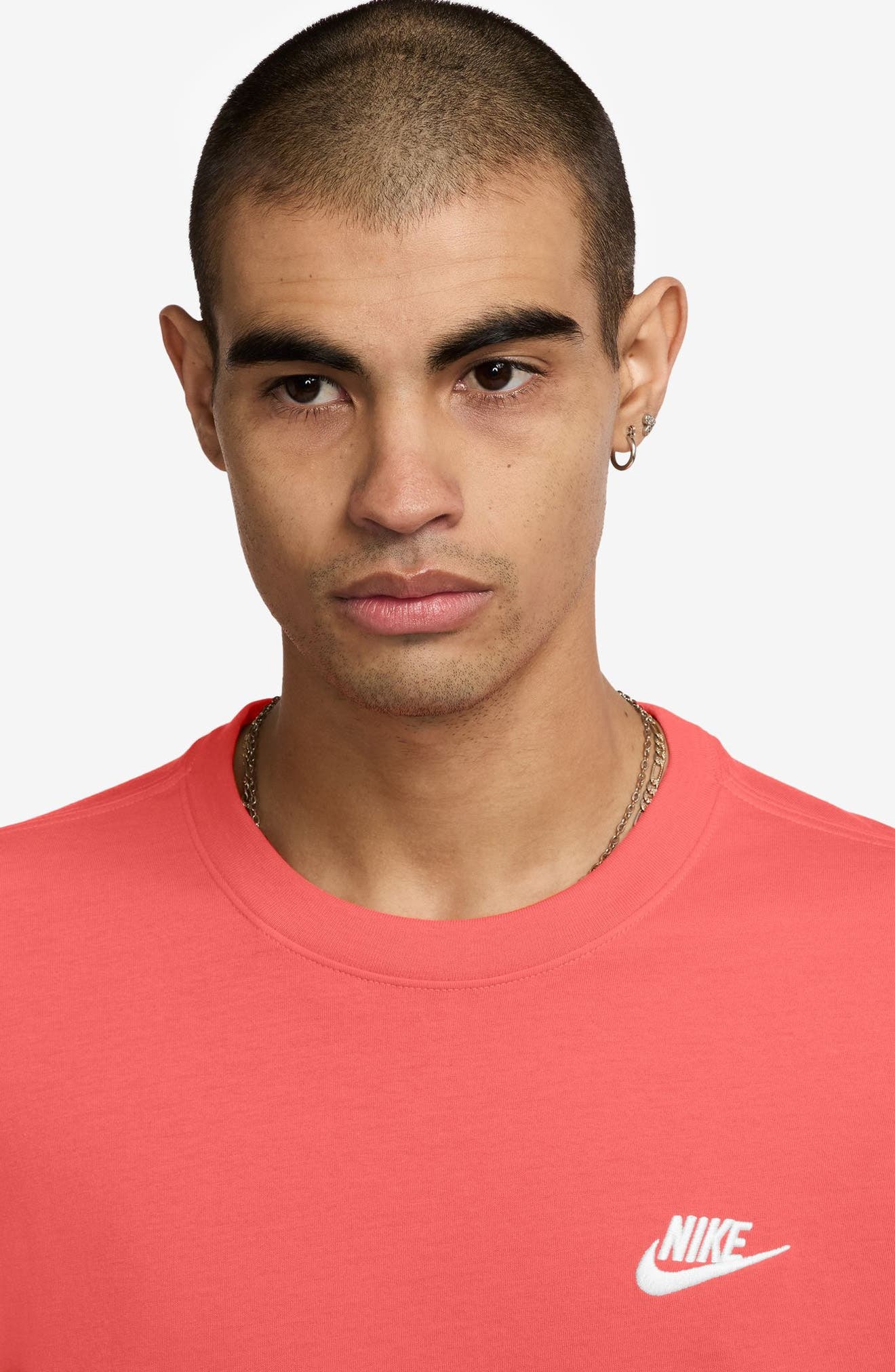 Nike Sportswear Club Crew Neck T-Shirt in Magic Ember/White at Nordstrom - 3