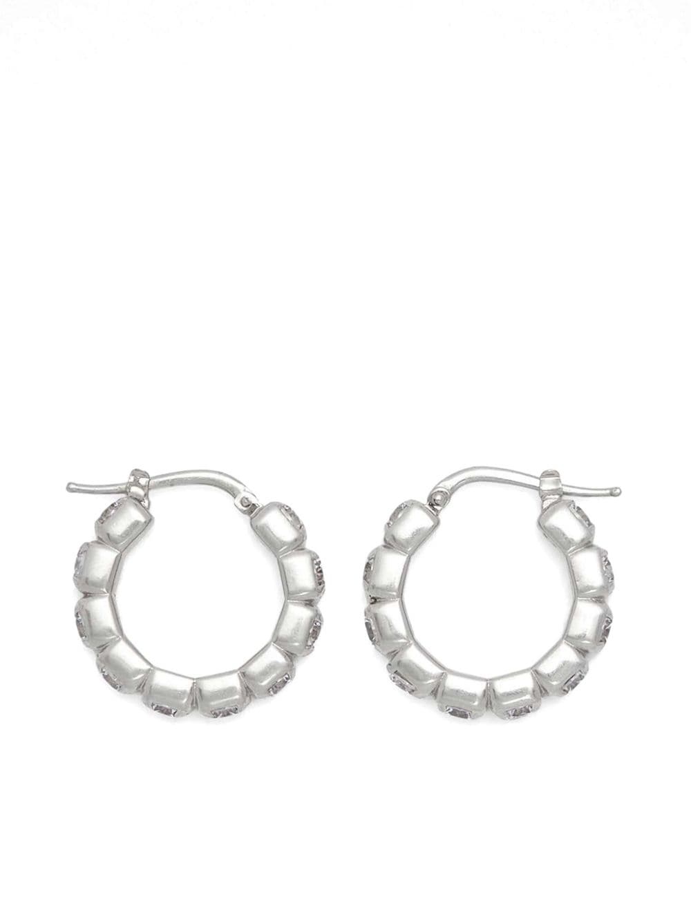 zircon-embellished hoop earrings - 3