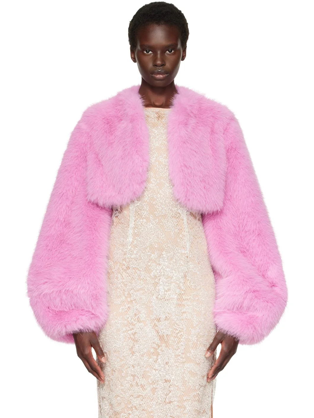 Pink Bloom Faux-Fur Jacket - 1