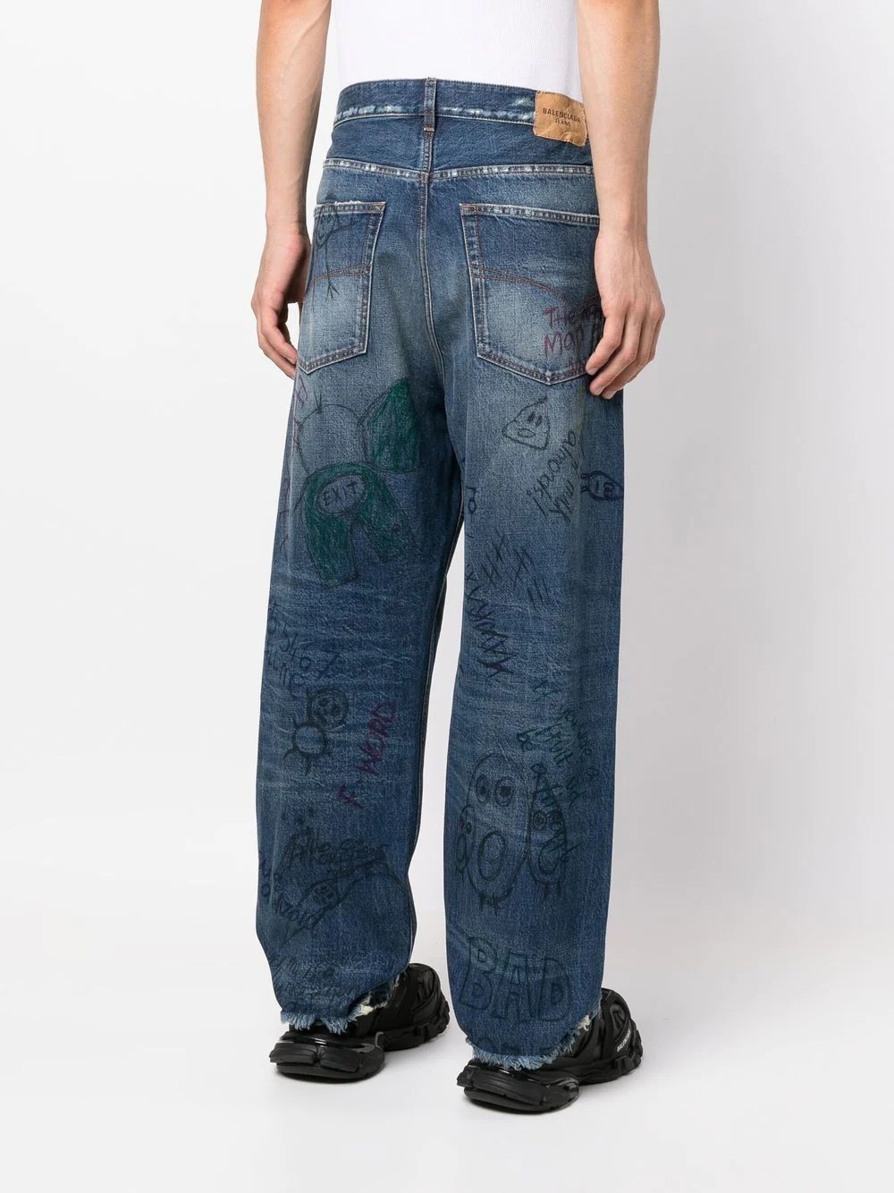 scribble-print straight leg jeans - 4