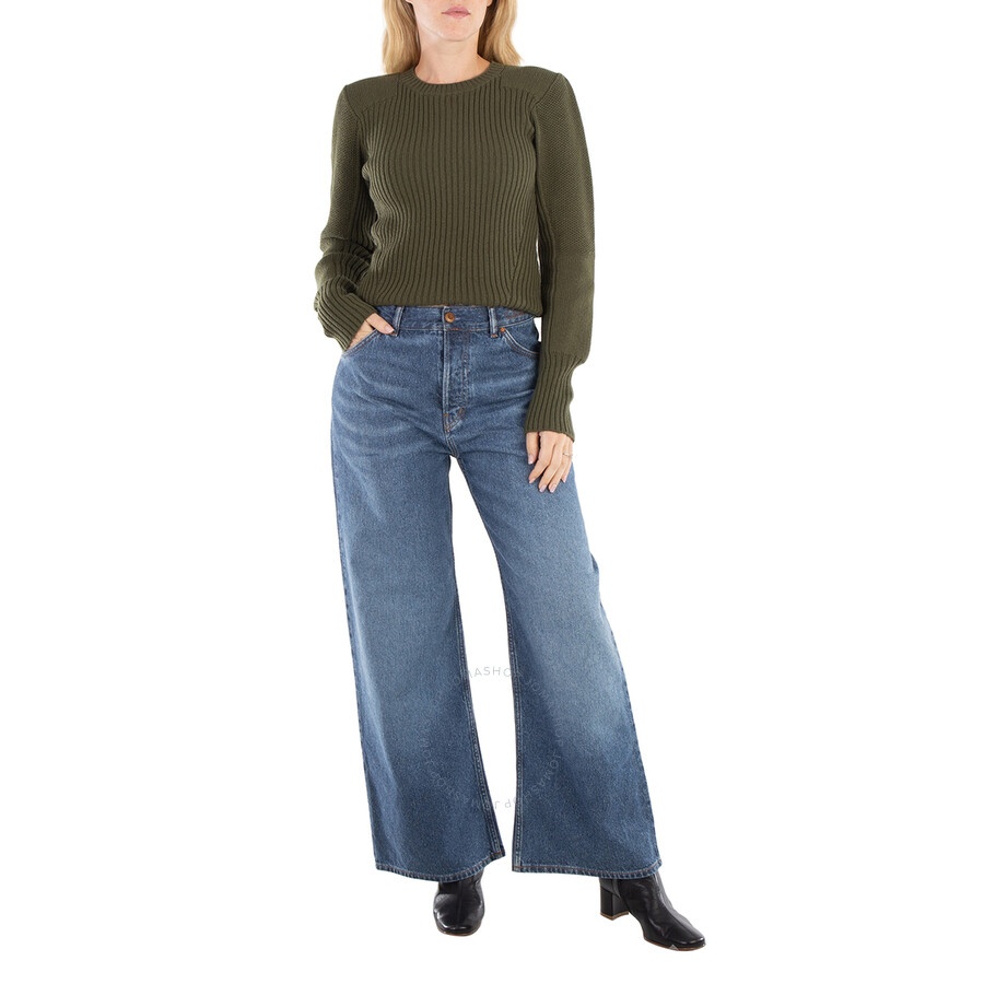 Chloe Ladies Dusky Blue Wide-Leg Denim Jeans - 6