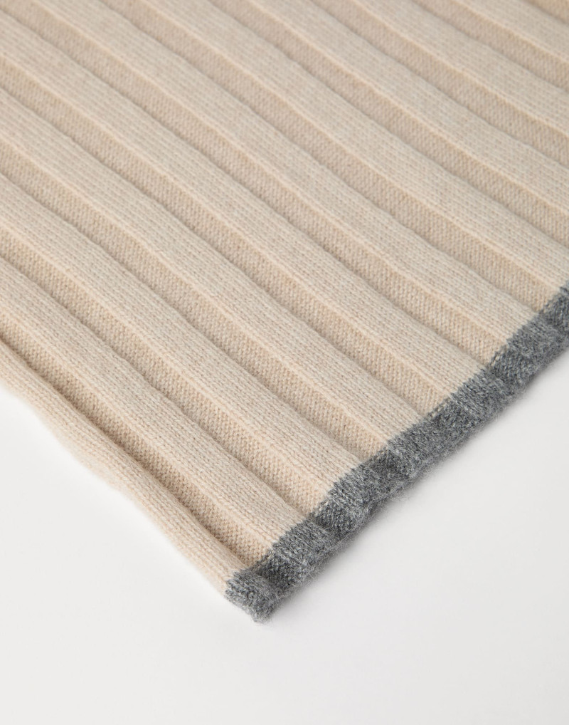Brunello Cucinelli Cashmere rib knit scarf outlook