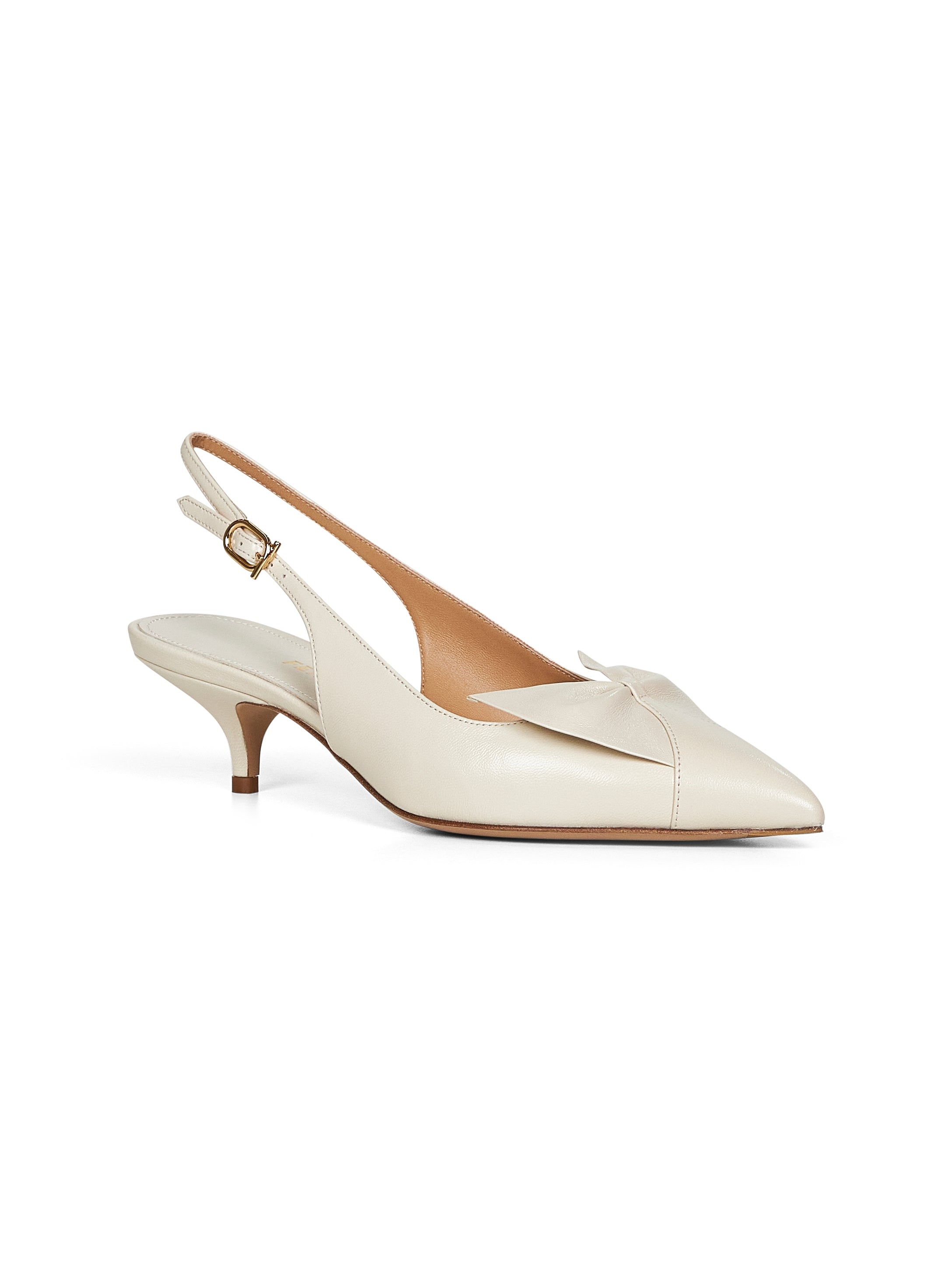 Ivory nappa leather bow slingback pumps - 2