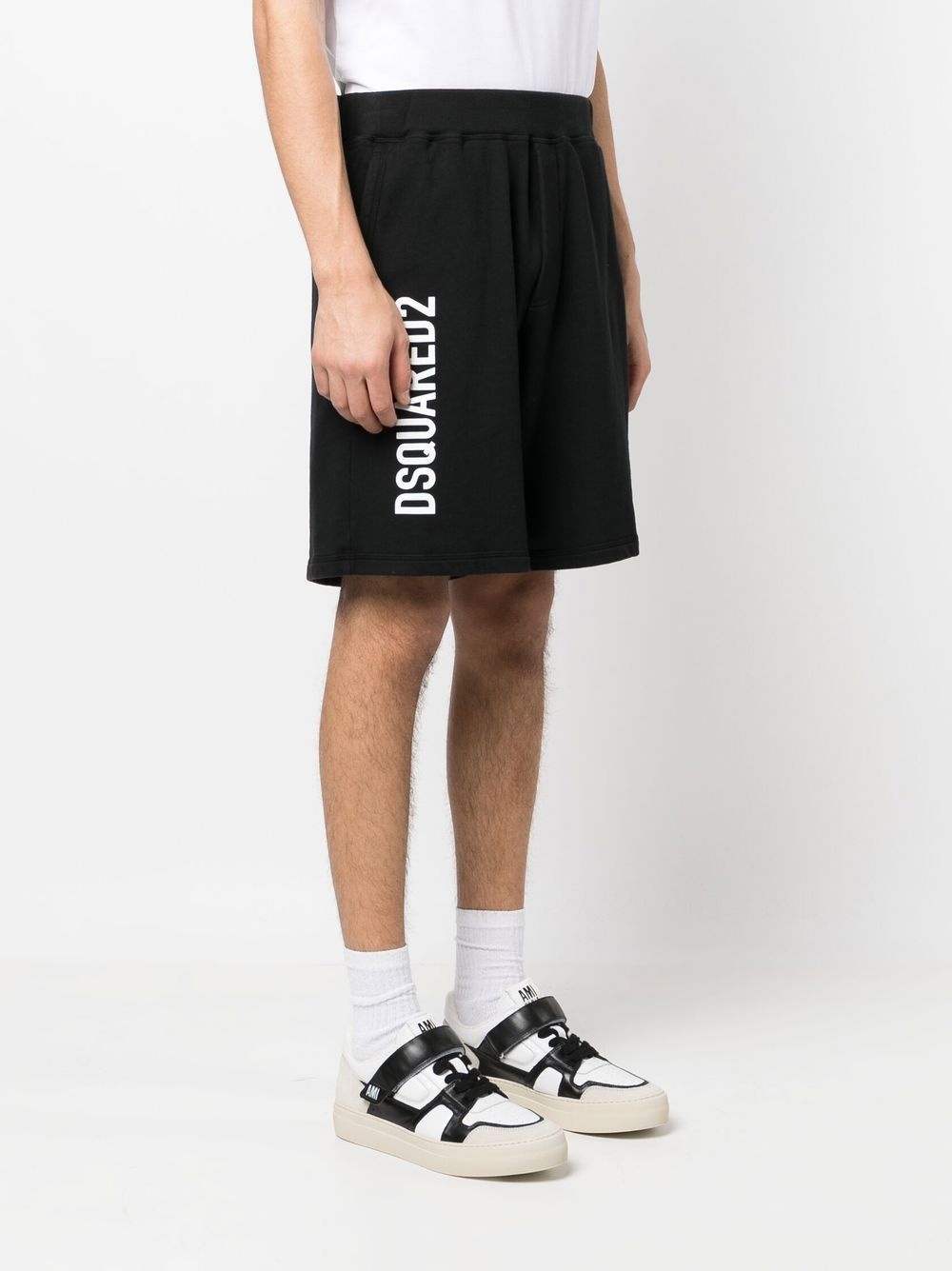 cotton logo print shorts - 3
