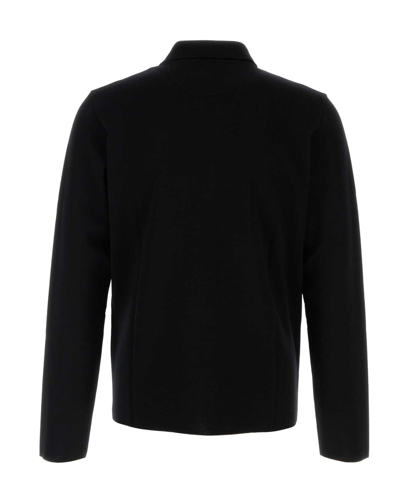 Black Wool Polo Shirt - 2