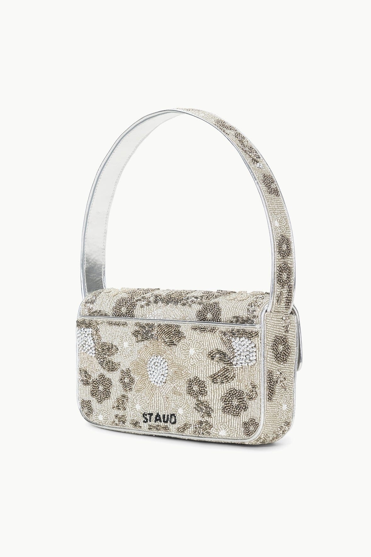 STAUD TOMMY BEADED BAG SILVER GARDEN PARTY - 3