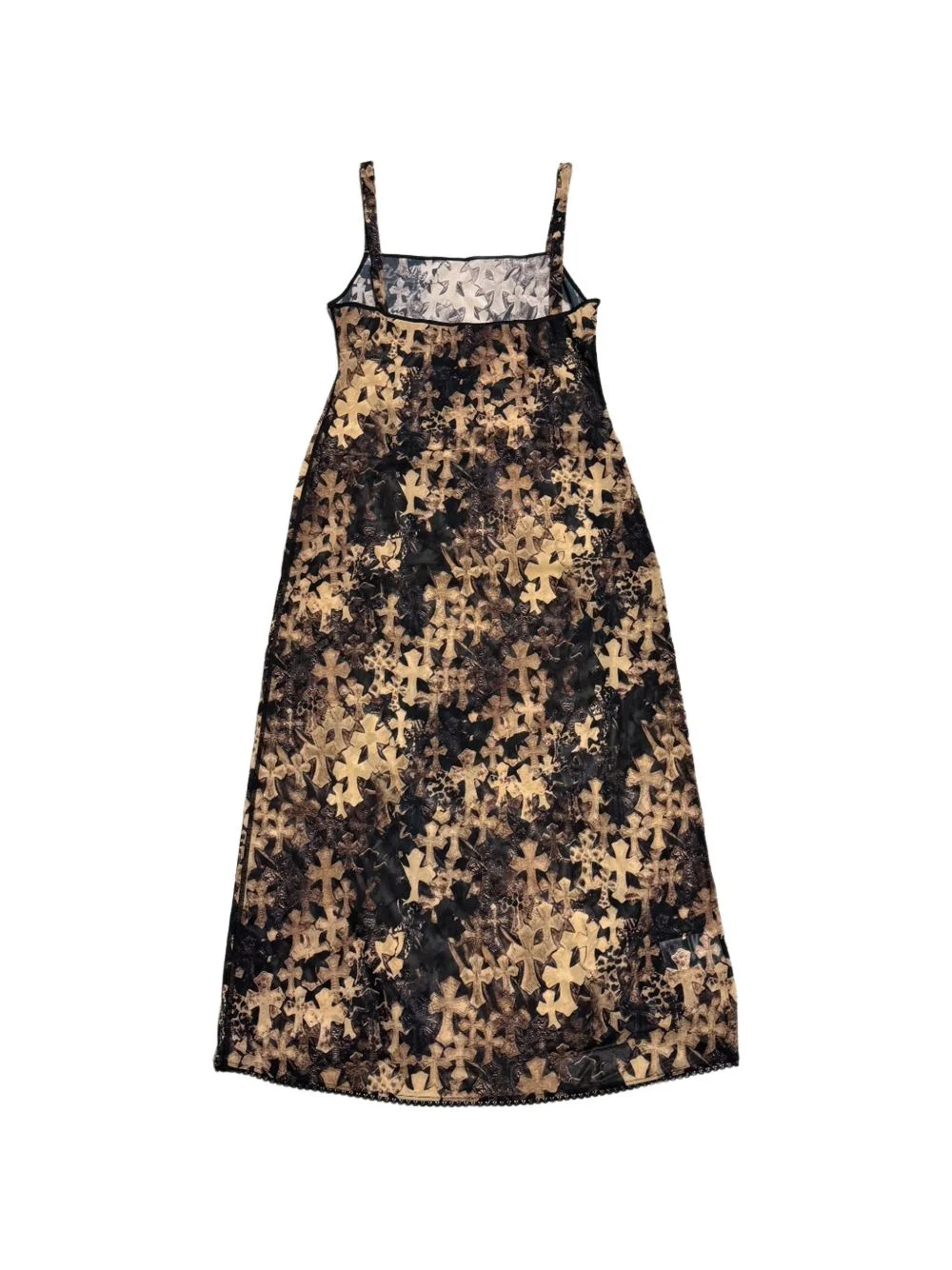 cross-print mesh dress - 1