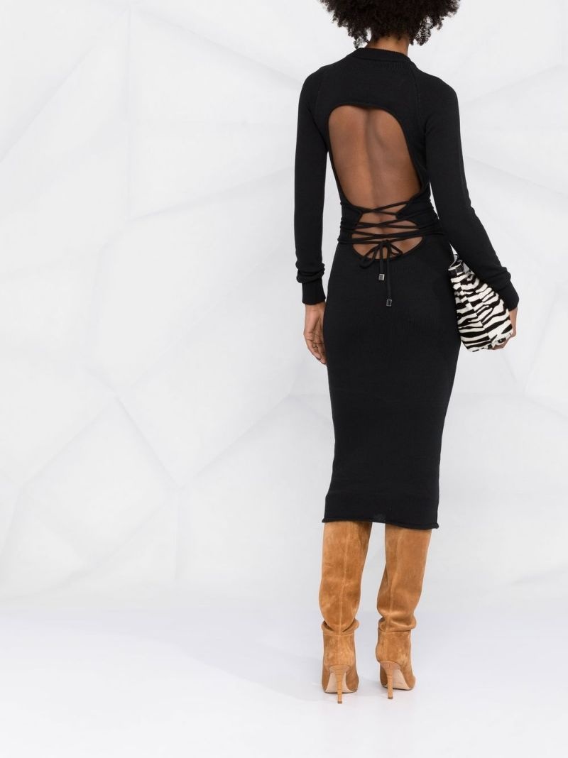 open-back knitted midi dress - 6