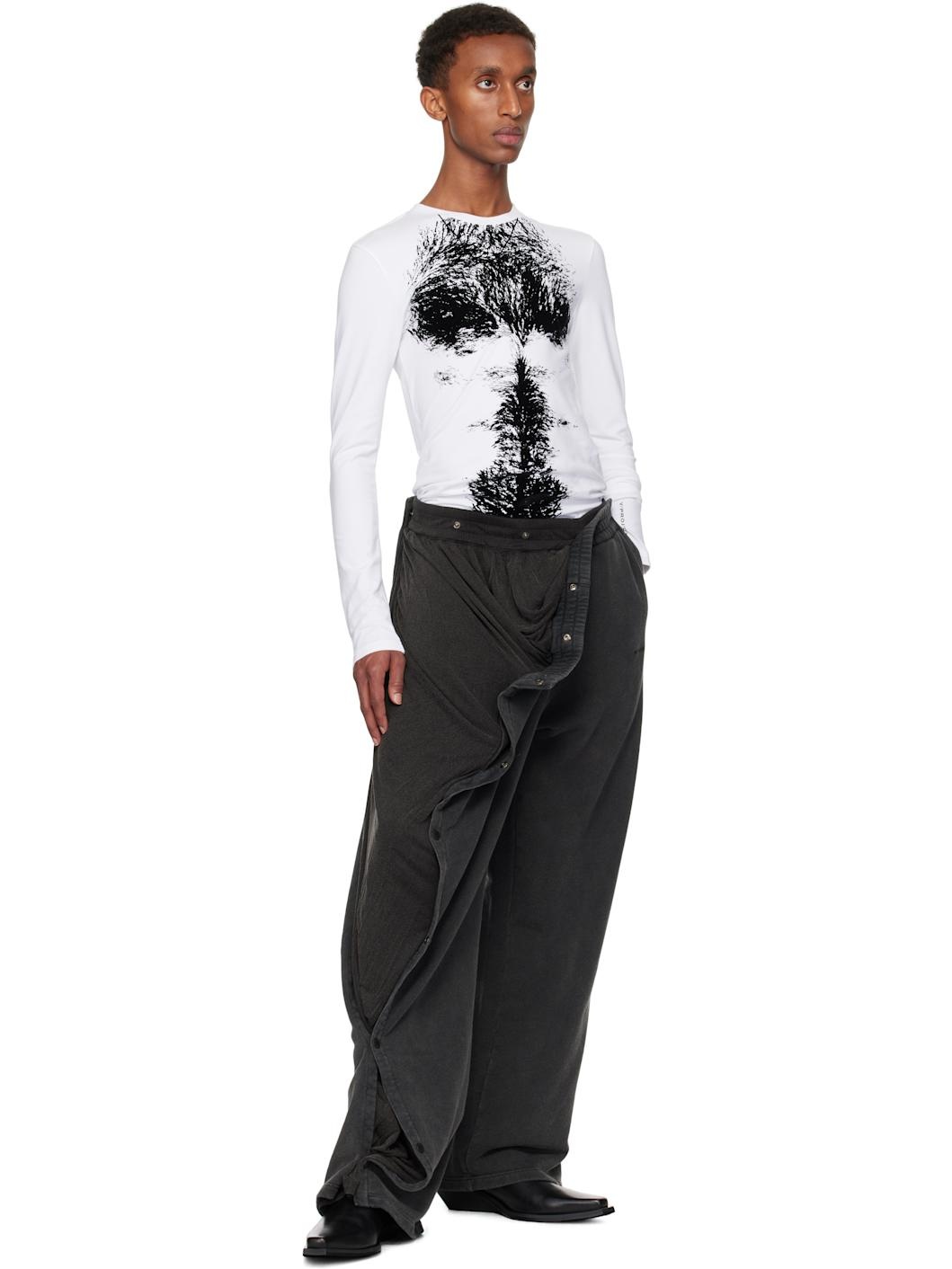 White Hairy Chest Long Sleeve T-shirt - 5
