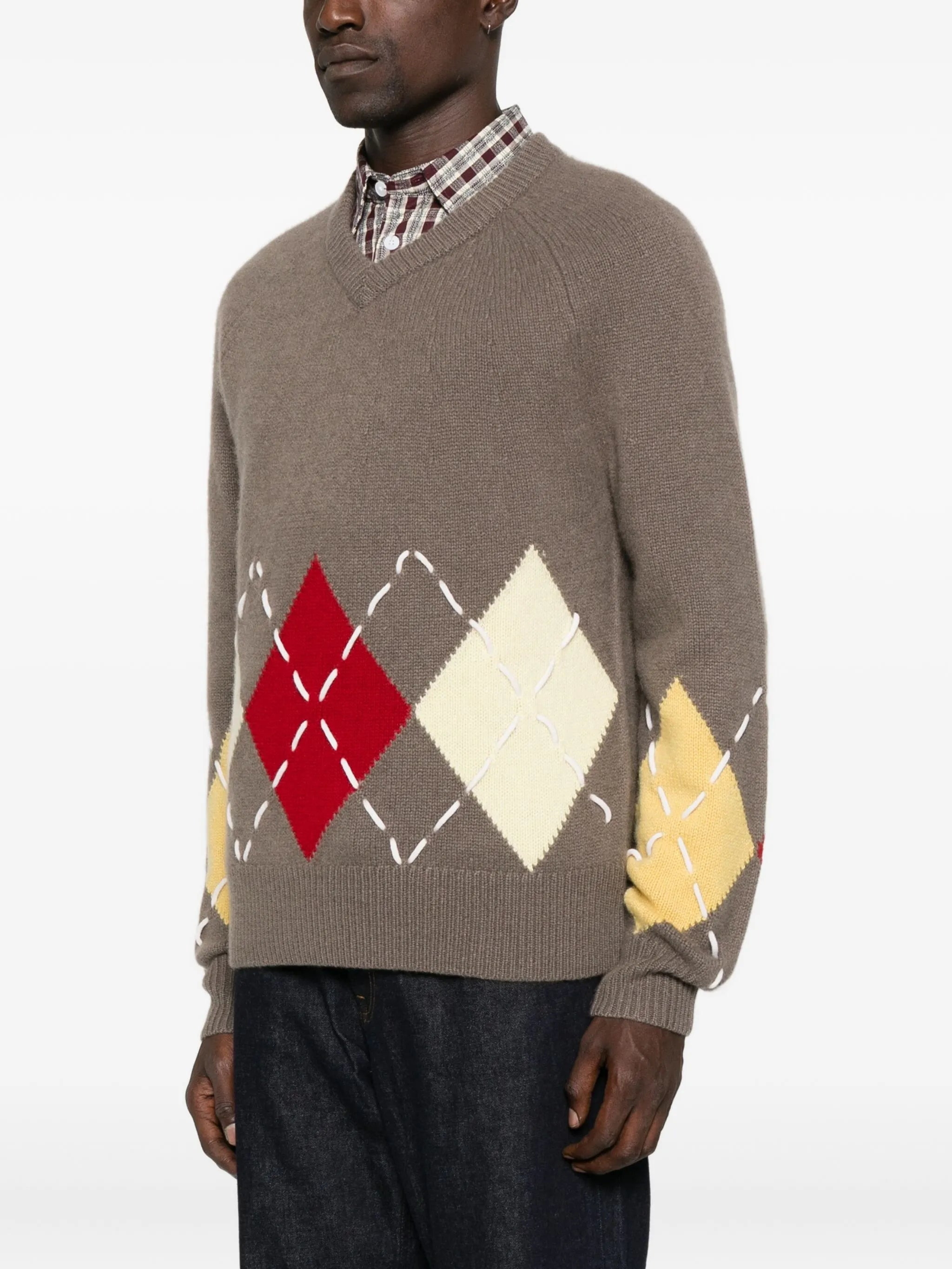 Sloane argyle V-neck sweater - 3