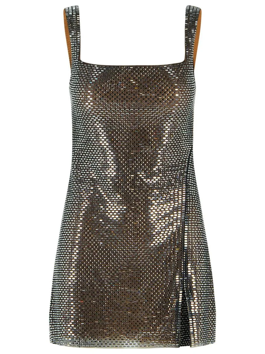 Self-Portrait 'Rhinestone' Grey Polyester Dress - 1