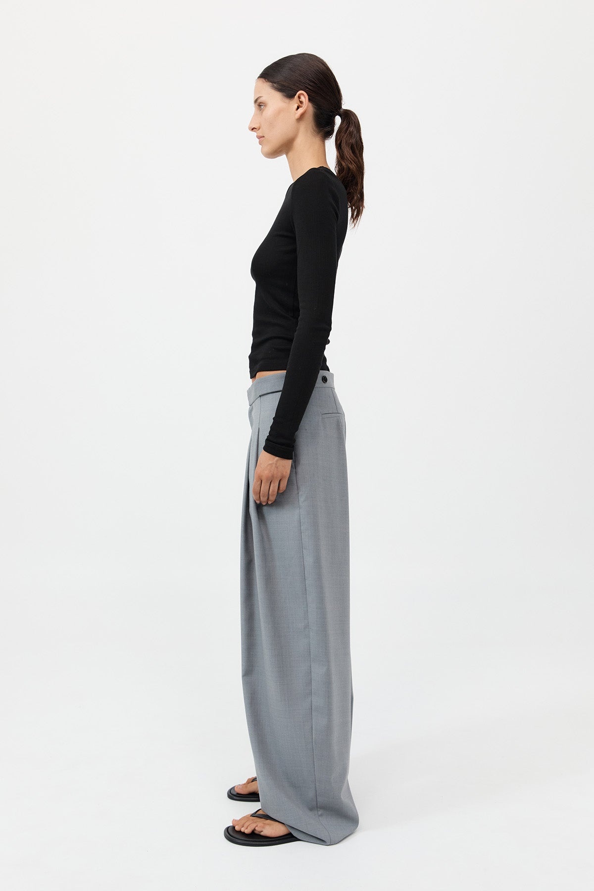 Organic Cotton Soft Rib Long Sleeve Top - Black - 4