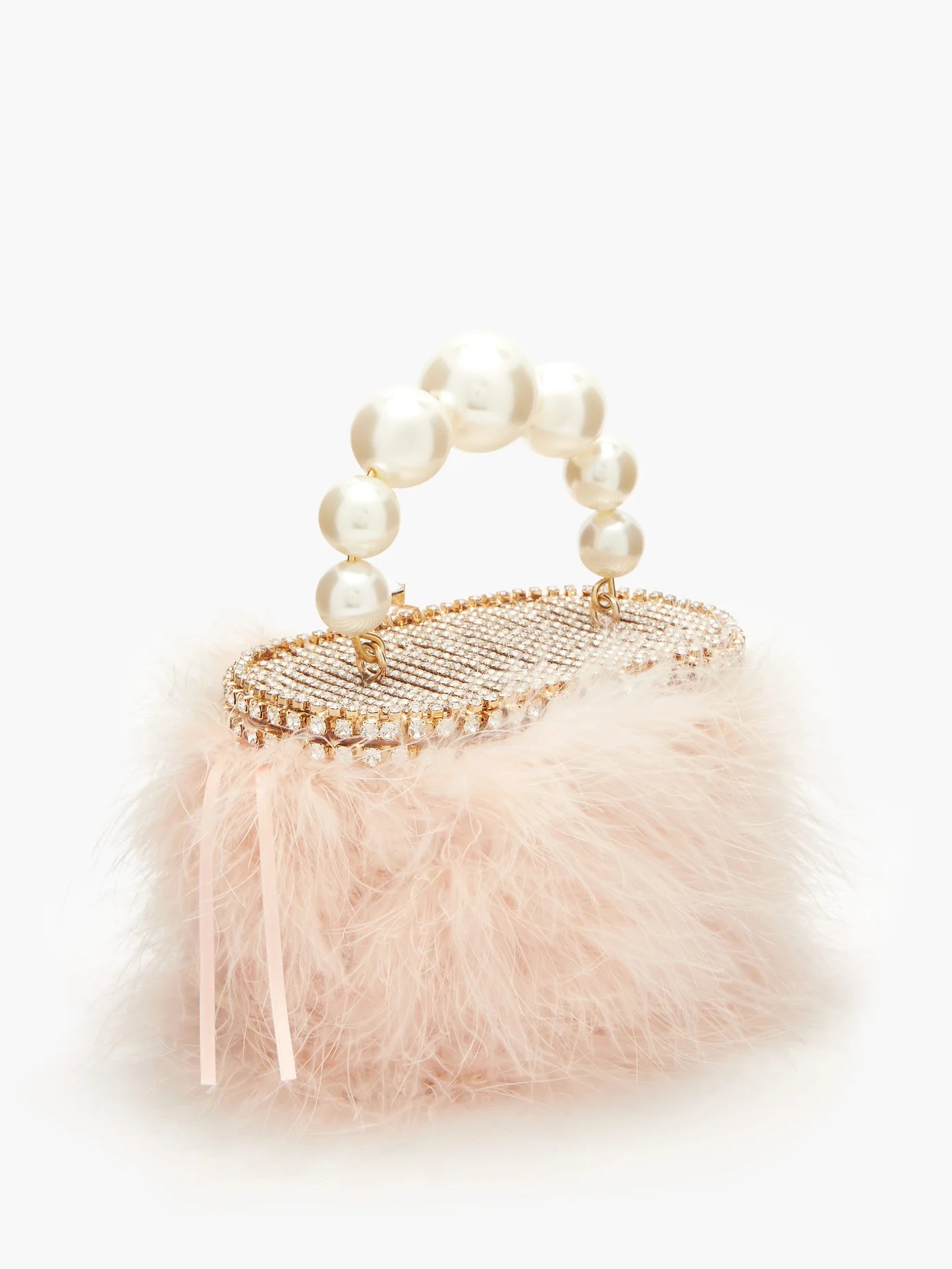 Nuvola faux-pearl handle marabou-feather bag - 4