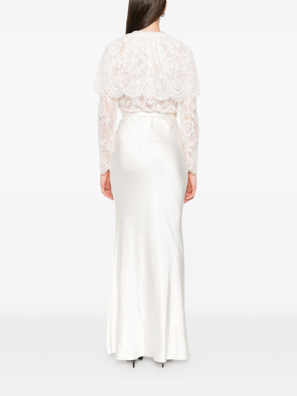 lace-panel satin maxi dress - 4