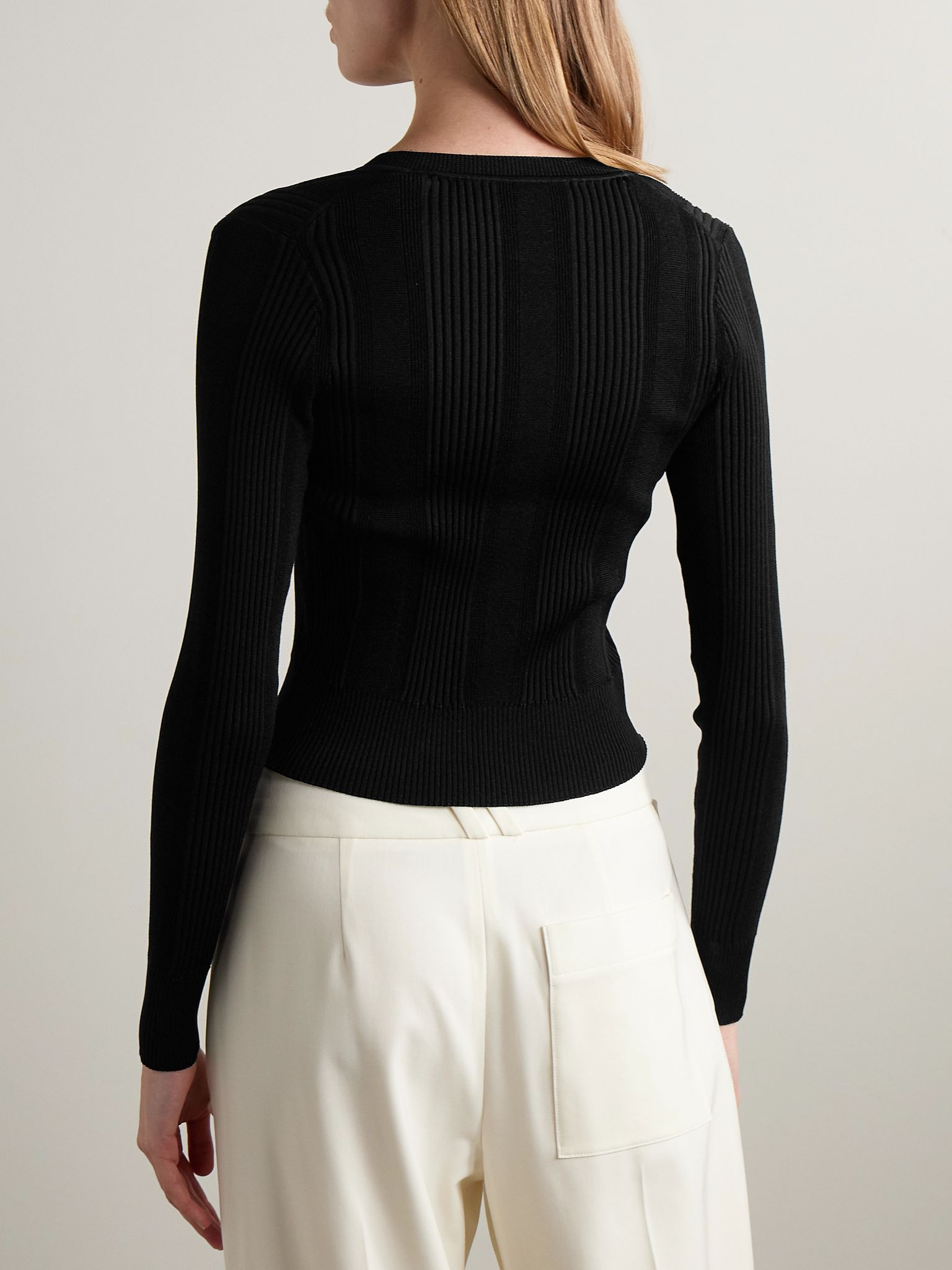 Currin ribbed-knit cardigan Black - 3