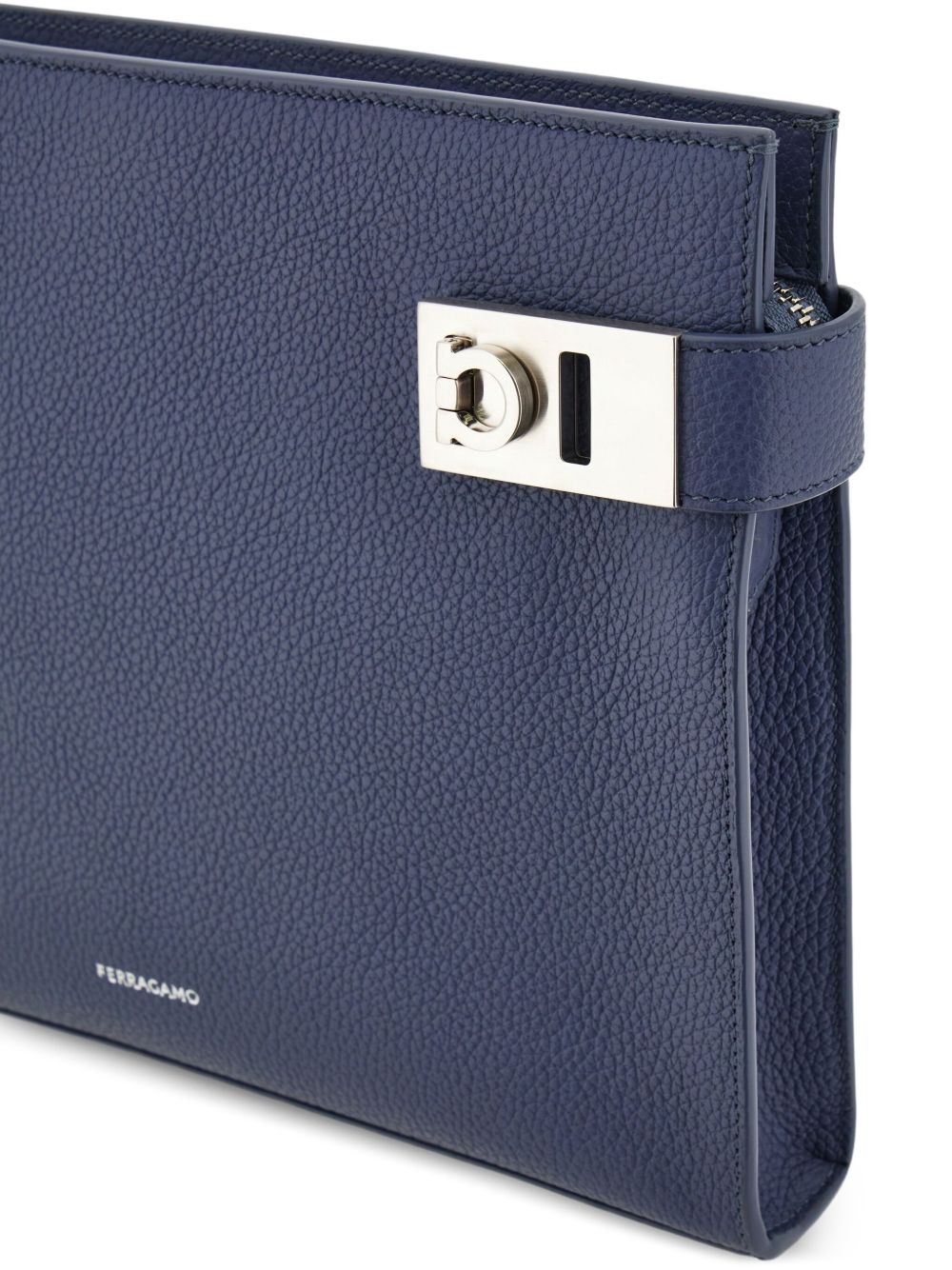 Gancini-buckle leather clutch bag - 5