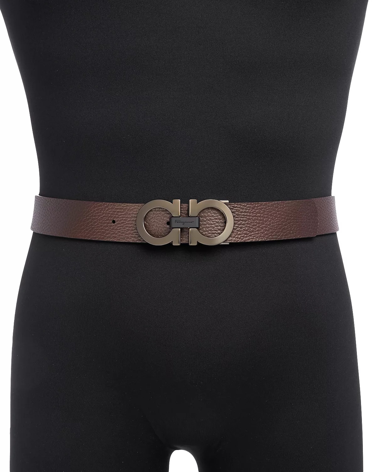 Men's Double Gancini Buckle Reversible Leather Belt - 4