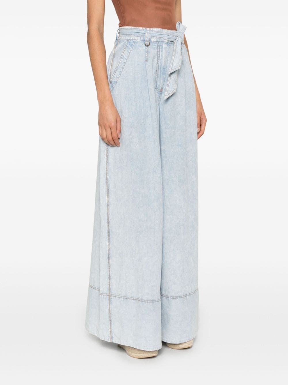 wide-leg cotton jeans - 3