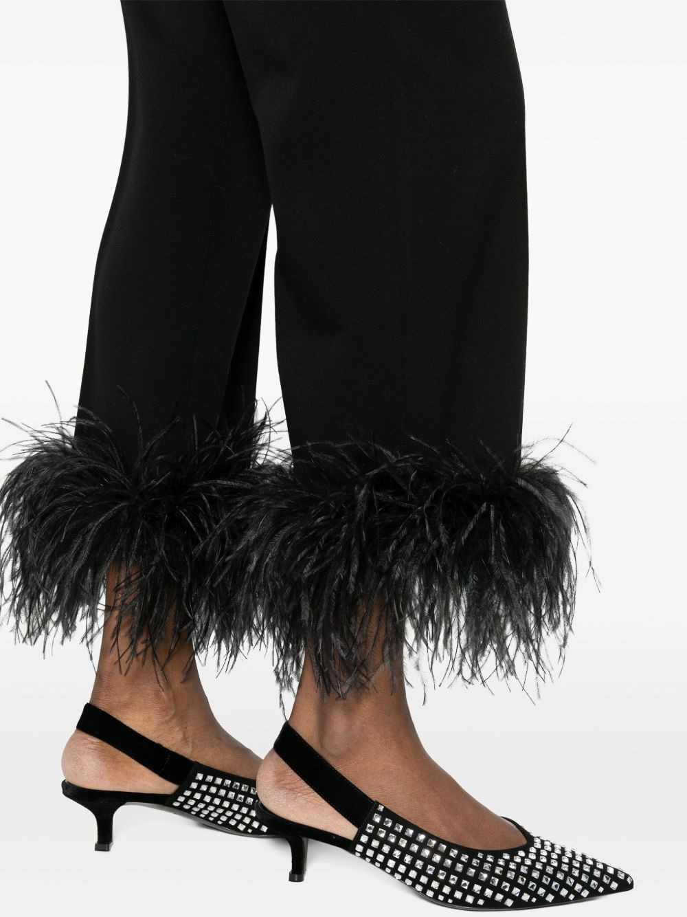 feather-trimmed trousers - 5