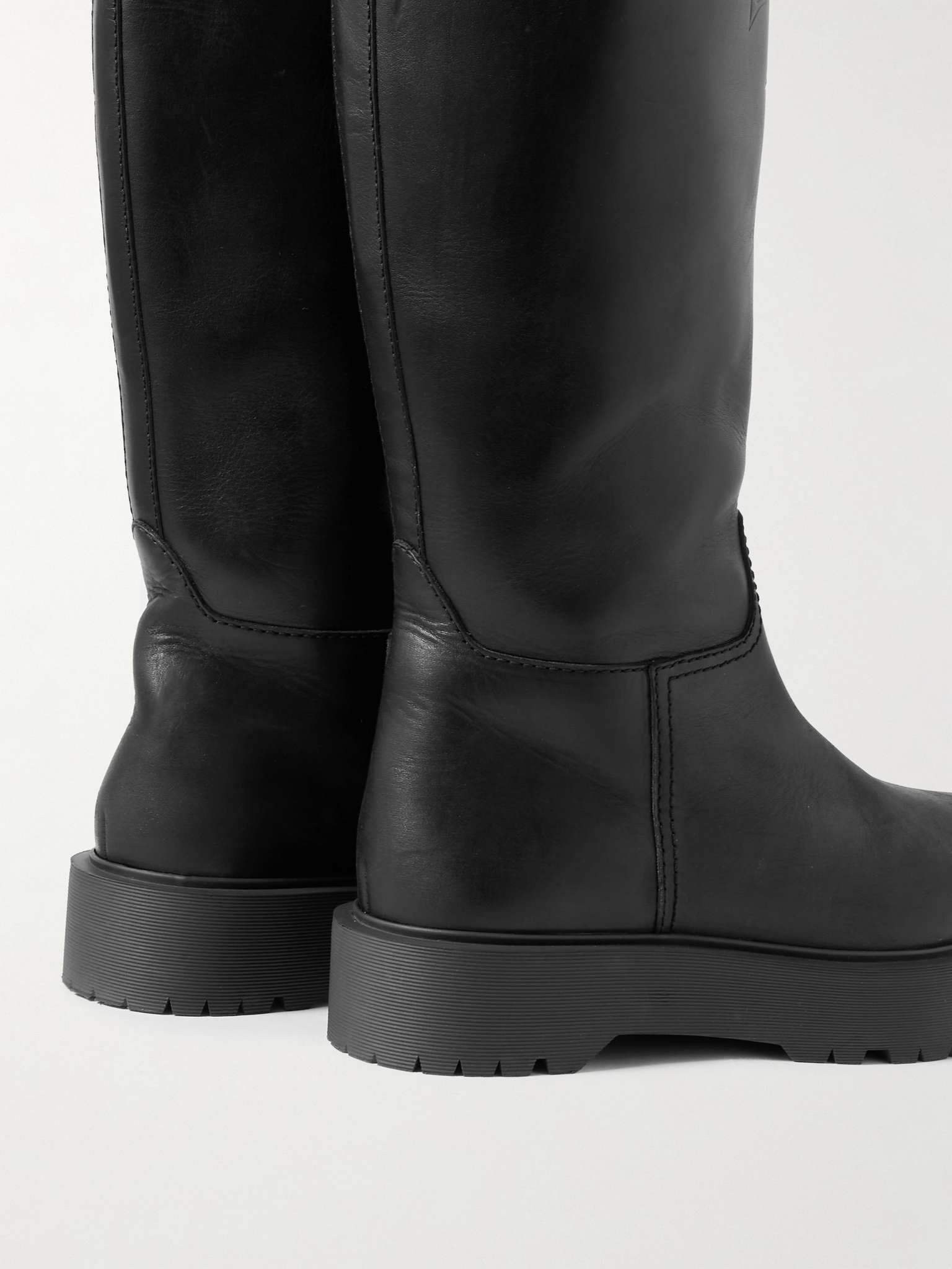 Logo-Embossed Leather Boots - 5