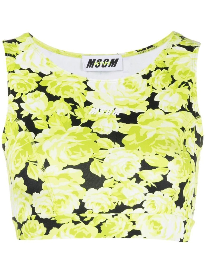 floral-print cropped vest 1