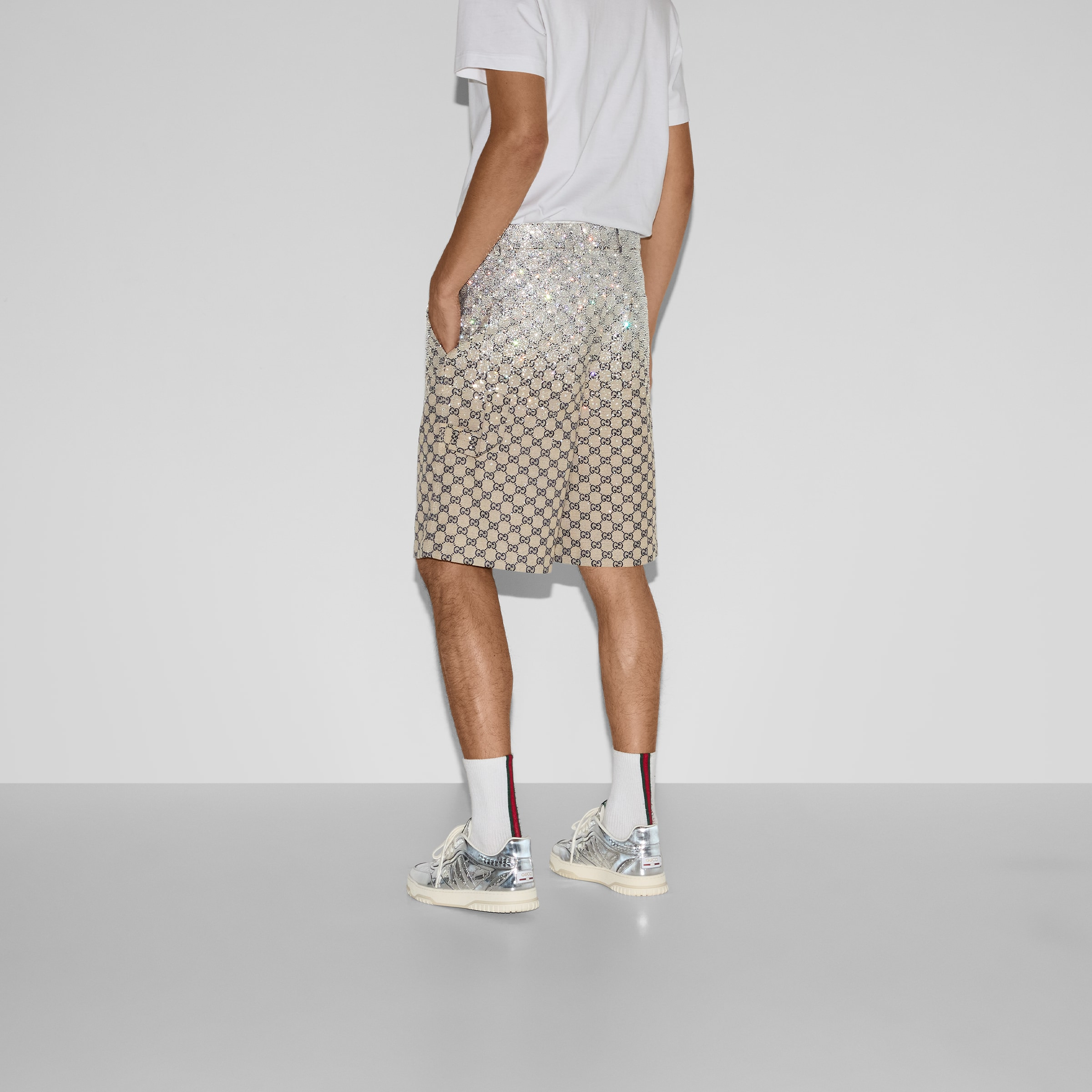 GG canvas shorts with crystals - 4