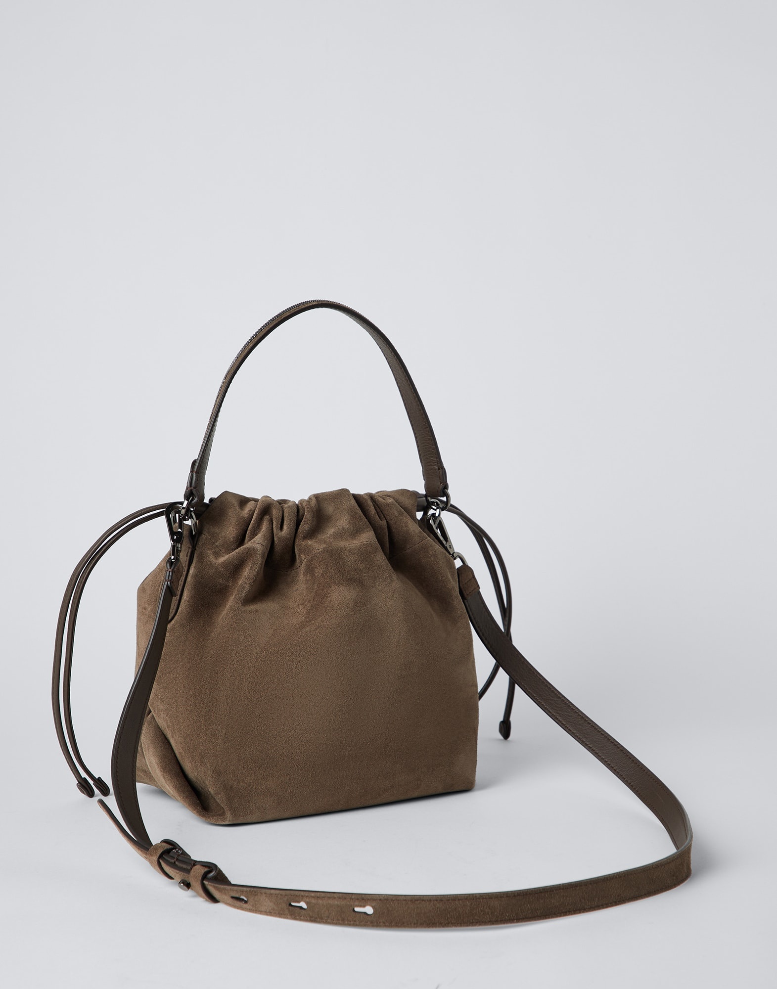 Suede bucket bag with Precious handle - 2