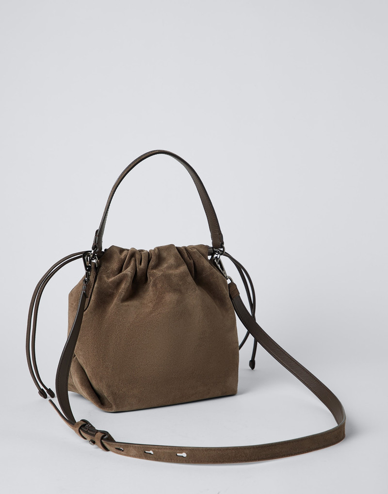 Brunello Cucinelli Suede bucket bag with Precious handle outlook
