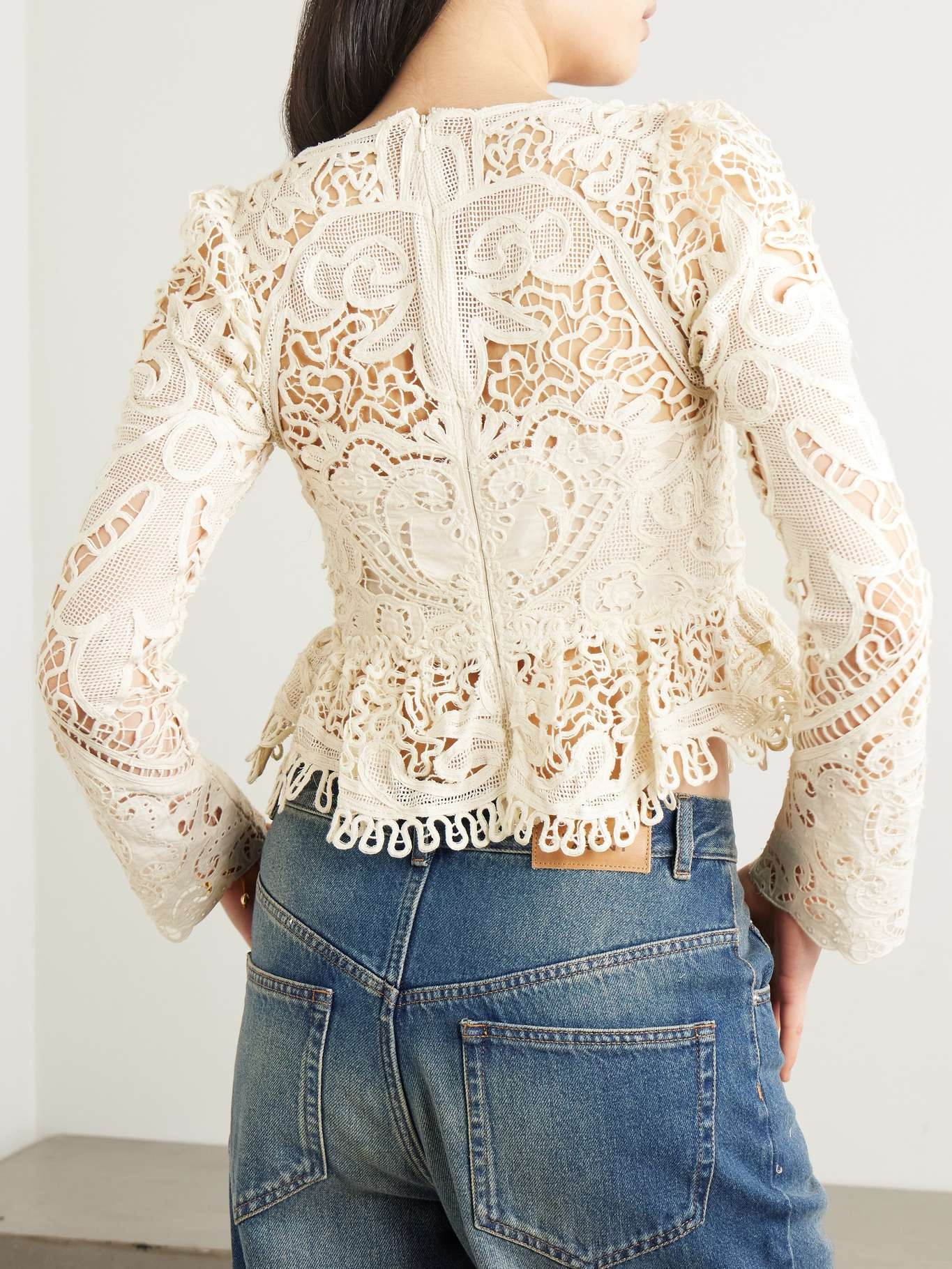 Gianna scalloped guipure lace top Ivory - 3