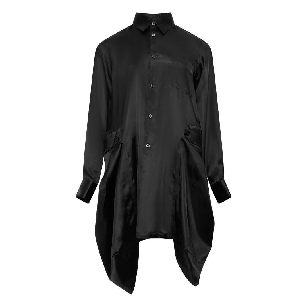 Satin Rounded Collar Blouse - 1