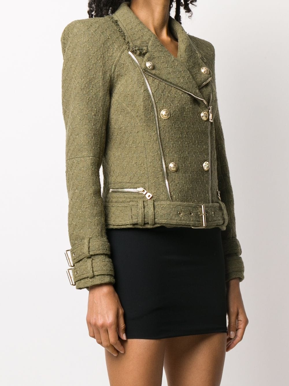 tweed biker jacket - 3