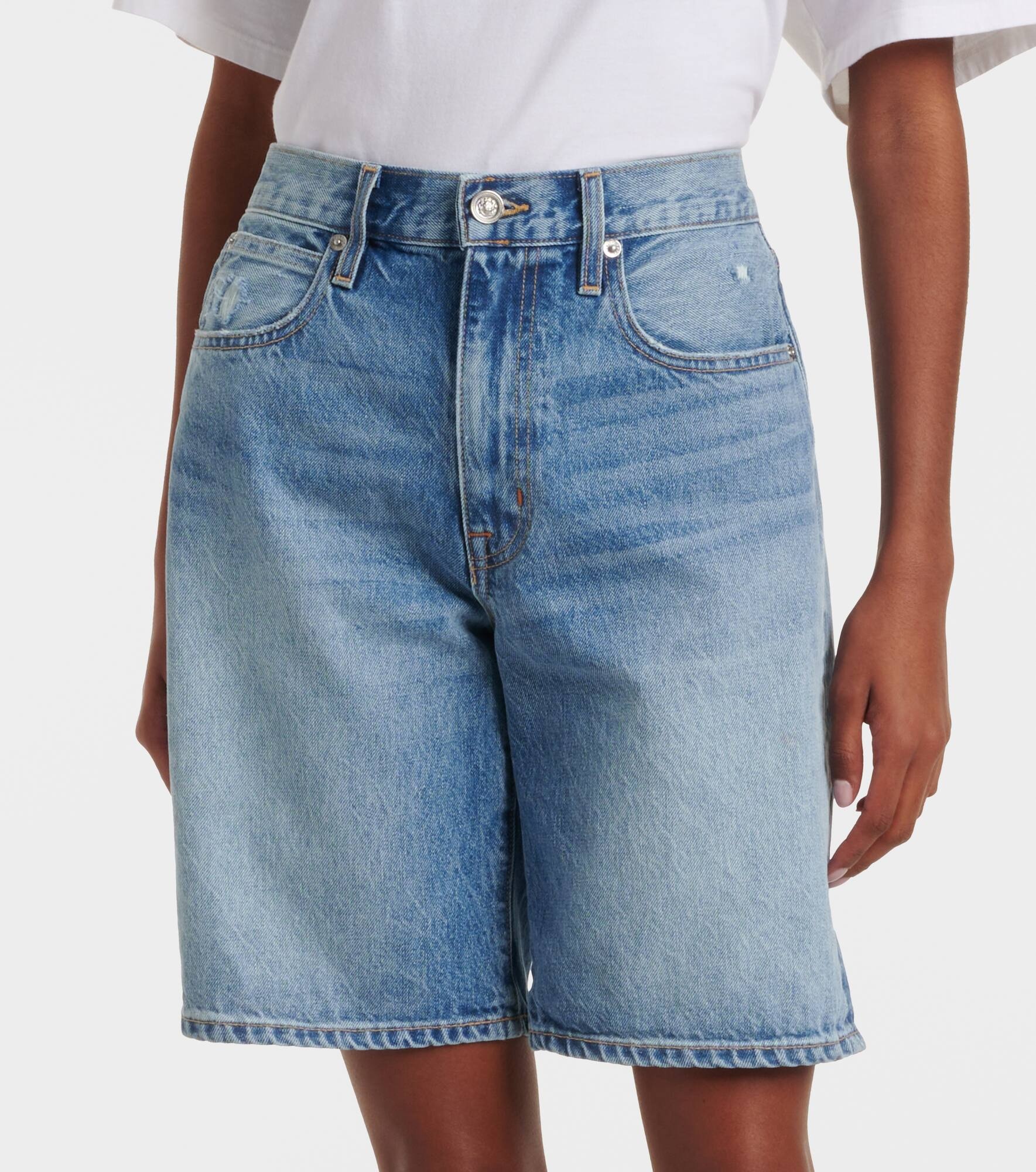 High-rise denim Bermuda shorts - 4