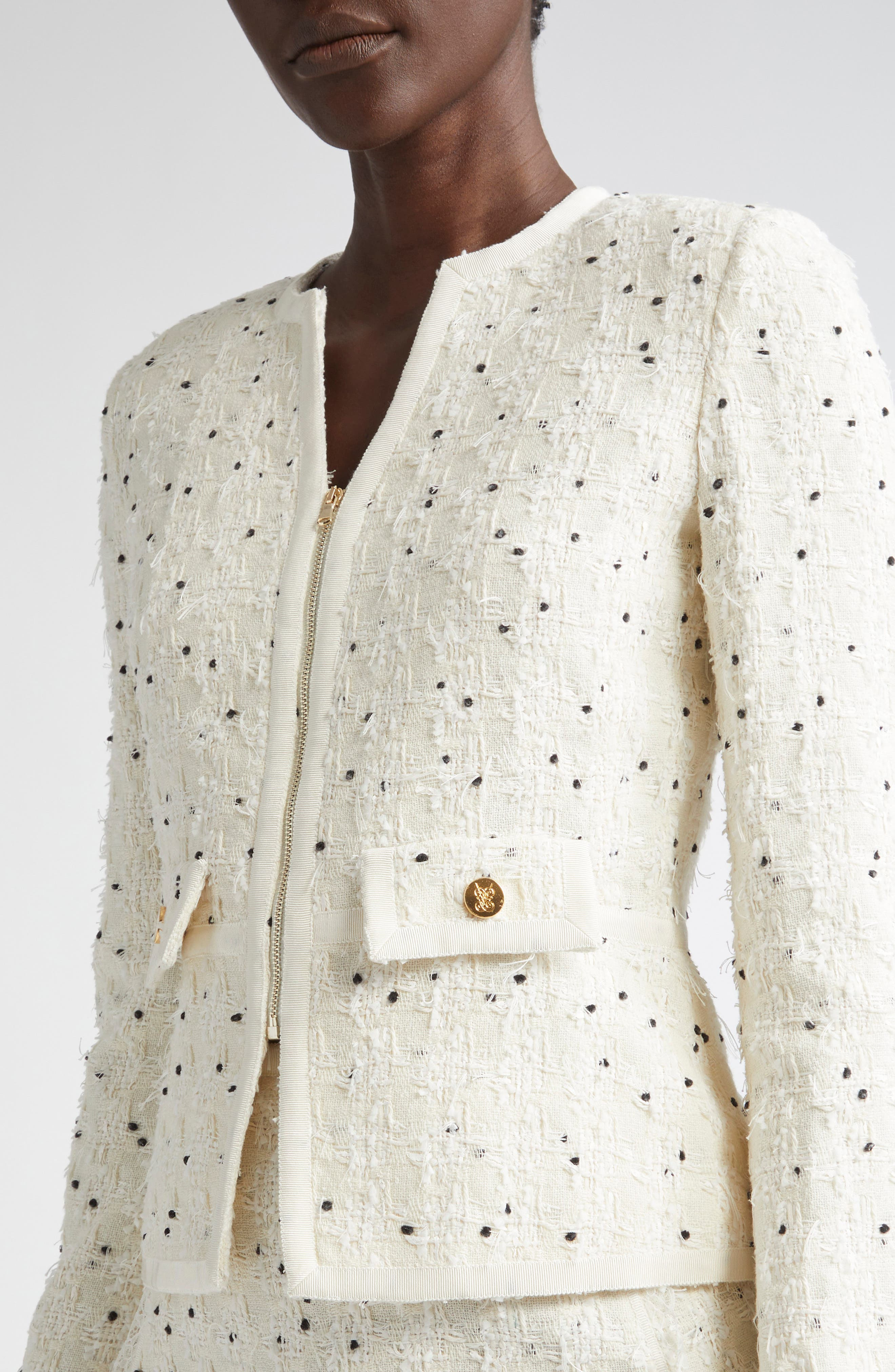Giambattista Valli Polka Dot Tweed Jacket in Ivory at Nordstrom - 5