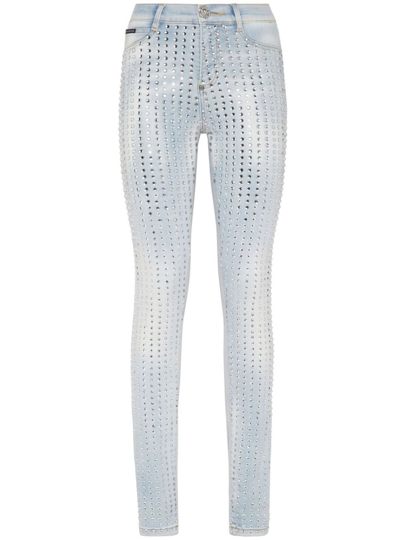 Crystal Pinstripe high-rise jeggings 1