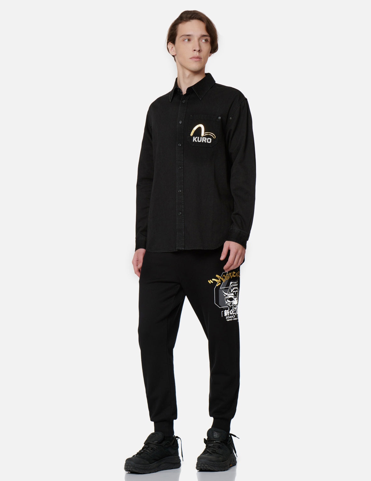 Dripping Hannya Skull Print Denim Shirt - 4