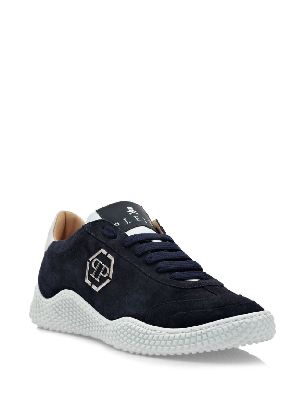 logo-plaque suede sneakers - 2