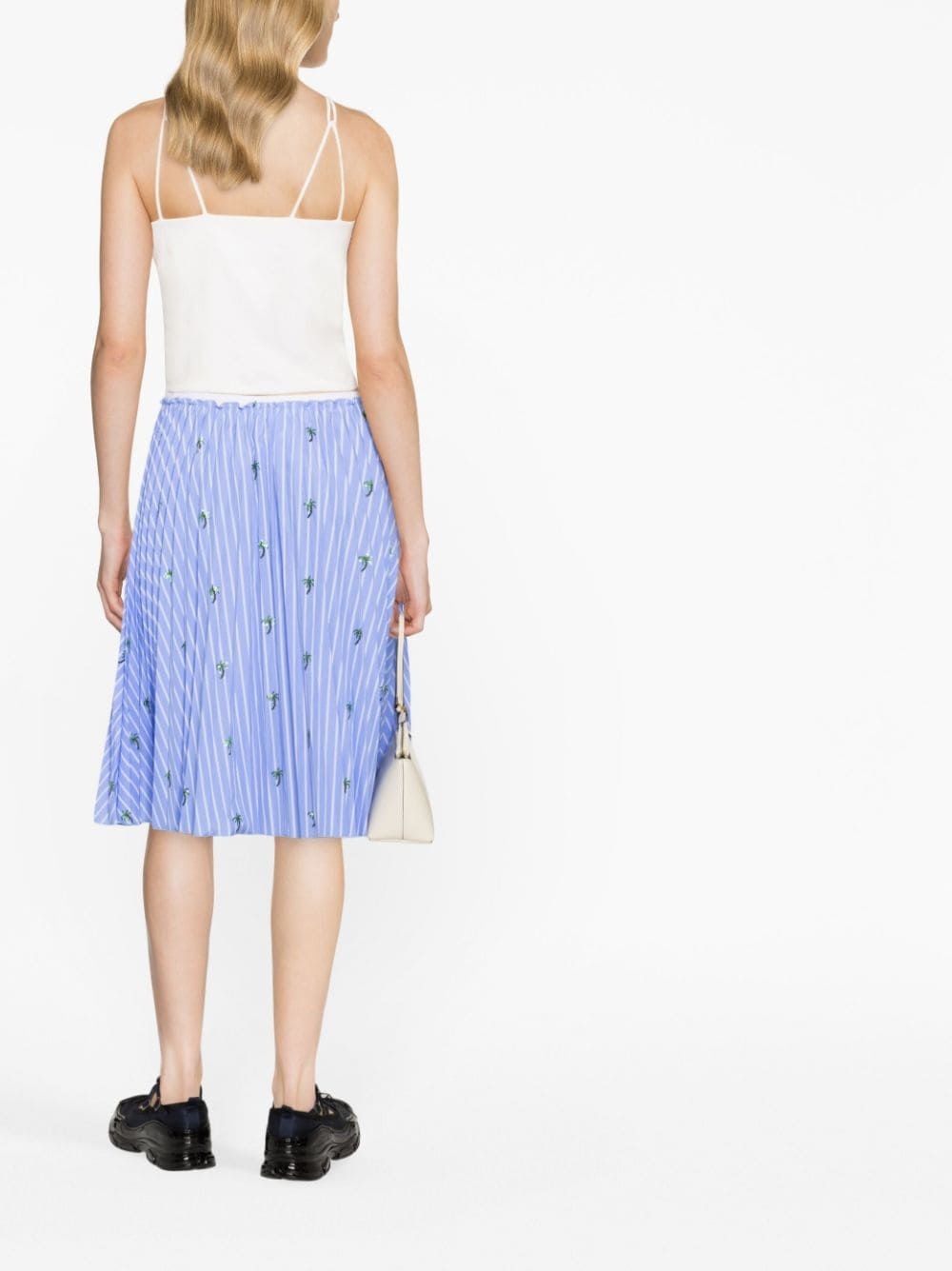 Palm-embroidery pleated skirt - 4