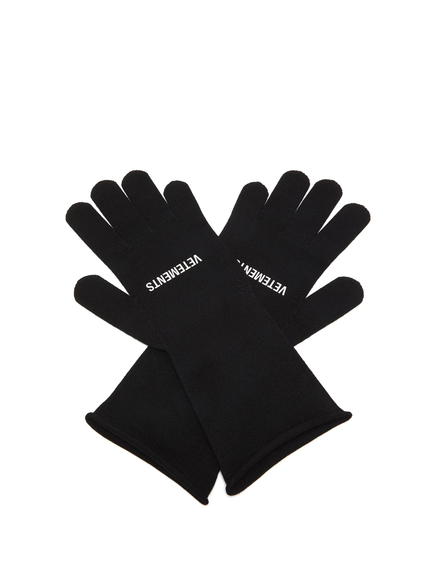 Logo-print rolled-cuff gloves - 1