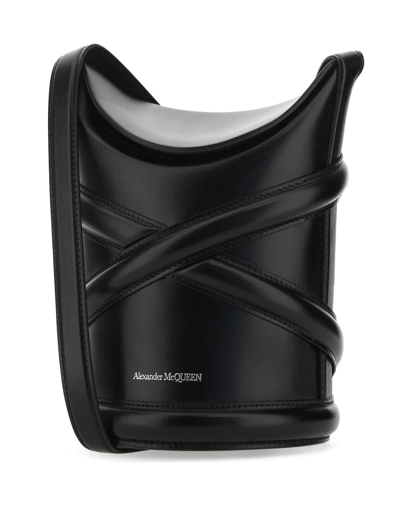 Black Leather The Curve Bucket Bag - 2